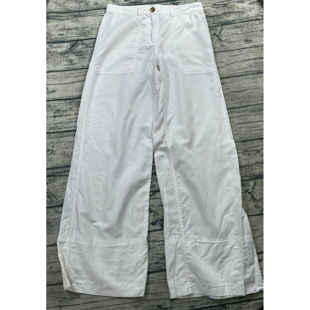 Robert Rodriguez 4 (Fits 29x31) Wide Leg Loose White Pants Linen Blend Old Money